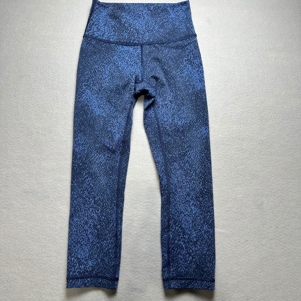 Lululemon Leggings Womens 4 Blue Speckled High Rise Crop Athletic Pant